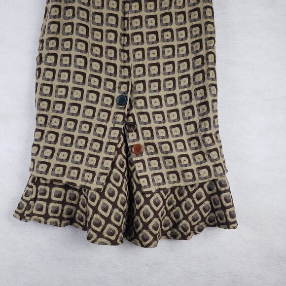 Vintage Casch‎ Women's EU 40 Geo Print Flared Wool Skirt Brown Tan Go-Go Mod - Picture 2 of 11